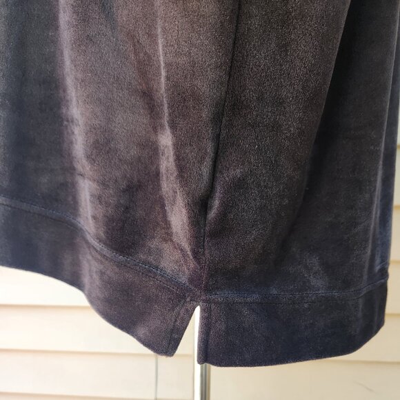 Time & Tru Plus Black Velour Lounge Top Sweatshirt Raglan Sleeves Solid Comfy - Picture 8 of 14